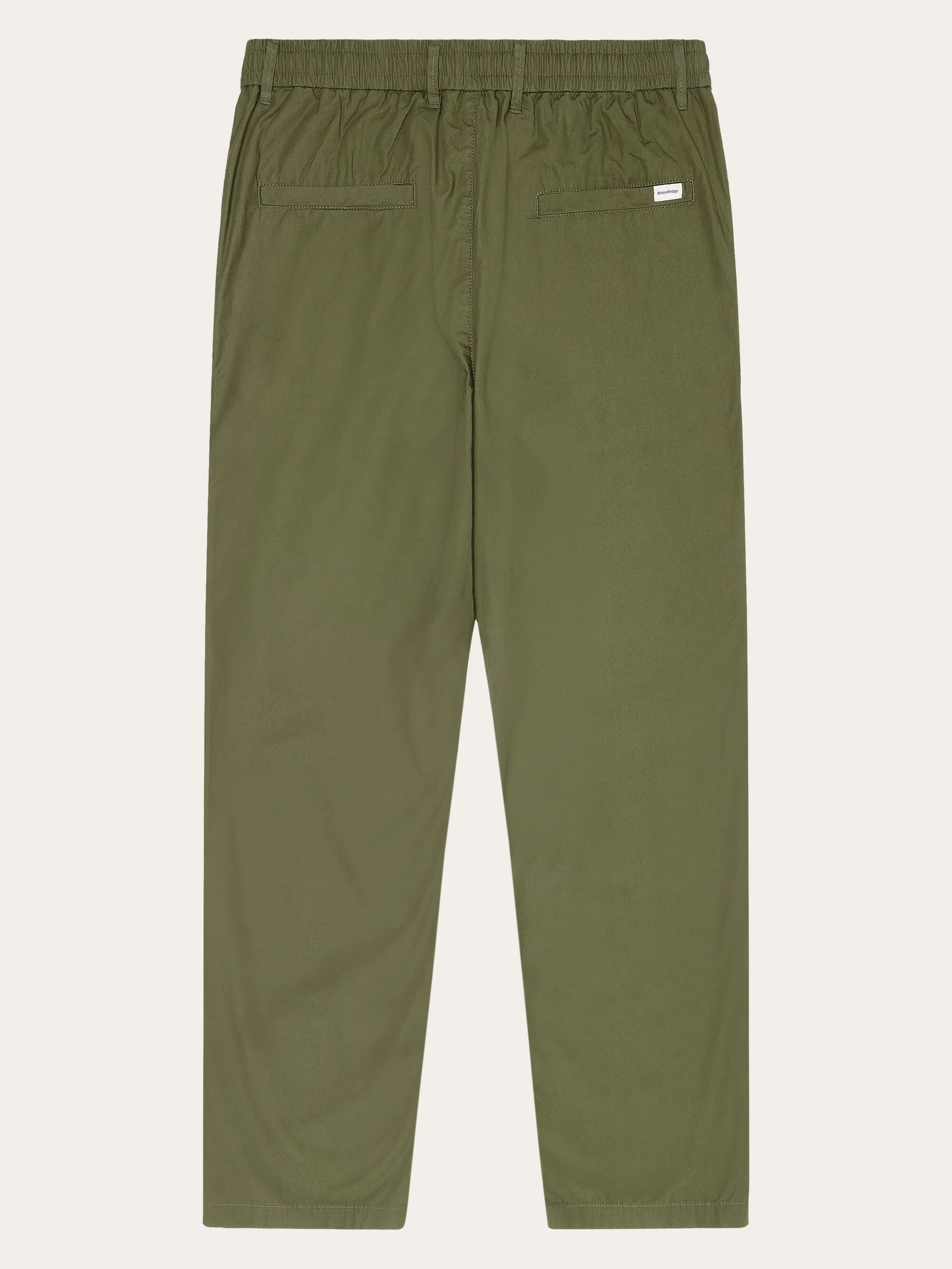 TIM tapered poplin elastic waist string pants - GOTS/Vegan - Burned Olive