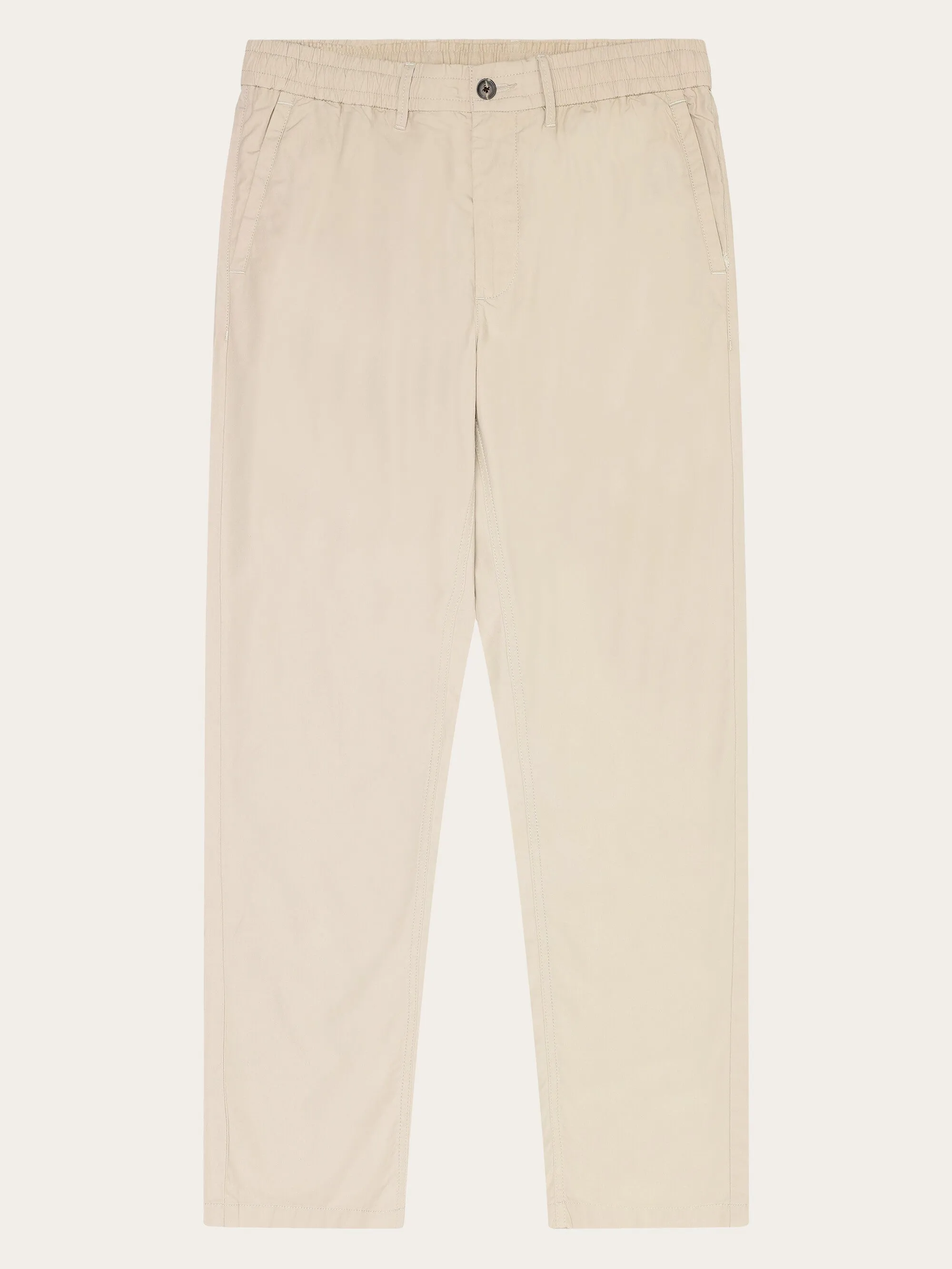 TIM tapered poplin elastic waist string pants - GOTS/Vegan - Light feather gray