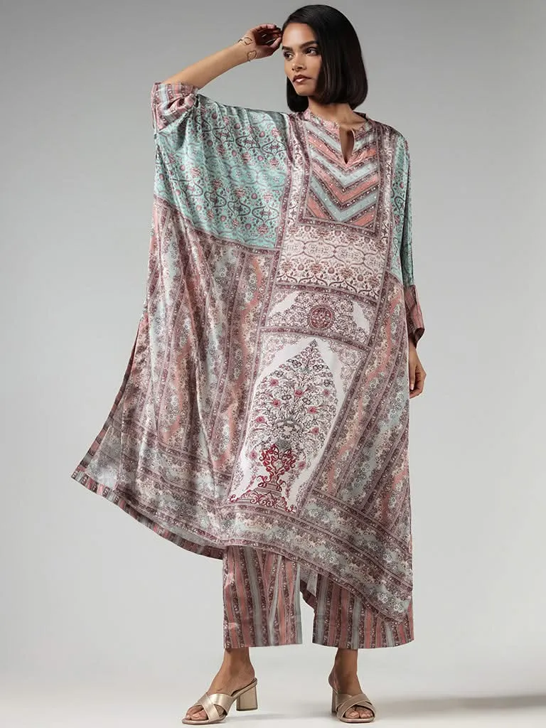 Vark Multicolor Printed Kaftan and Pants Set