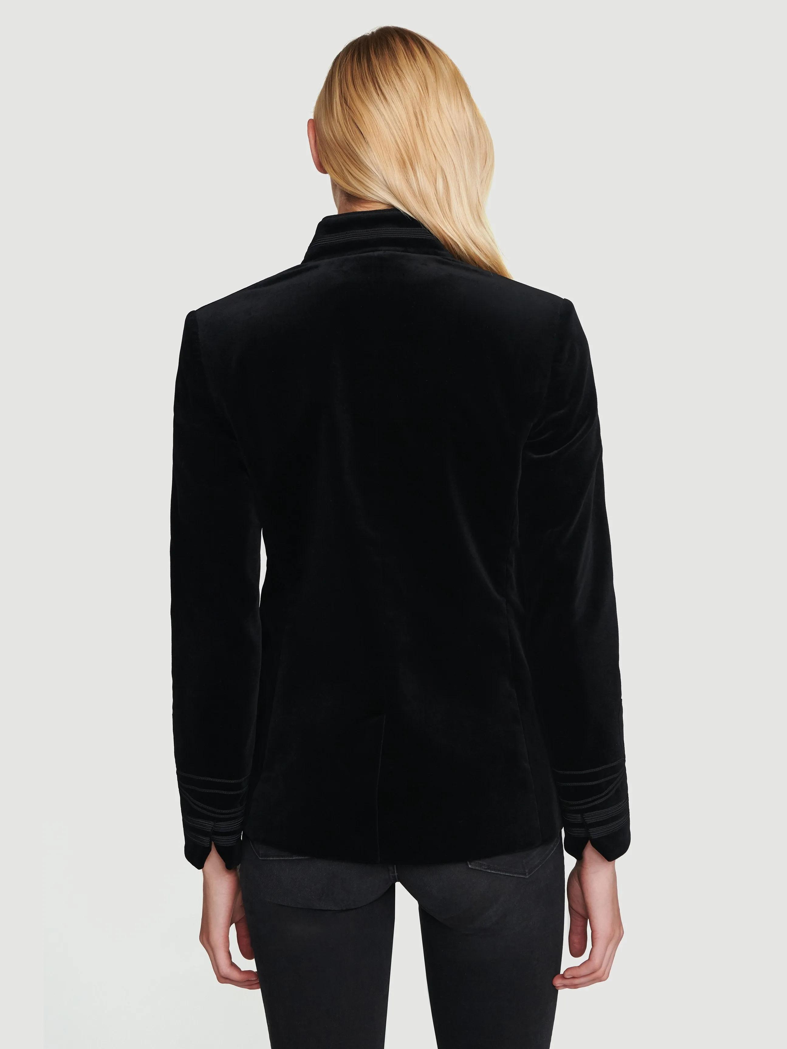 Velvet Stand Soutache Jacket -- Noir