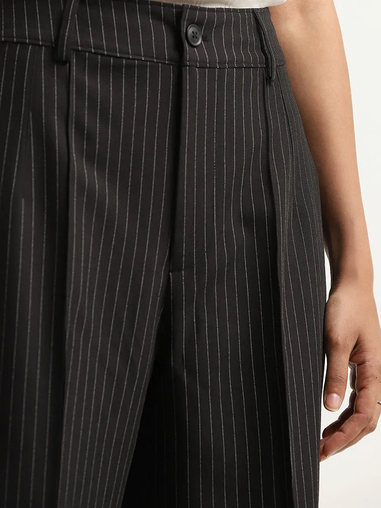 Wardrobe Black Striped-Patterned Trousers