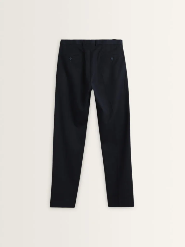 WES Formals Navy Relaxed Fit Trousers