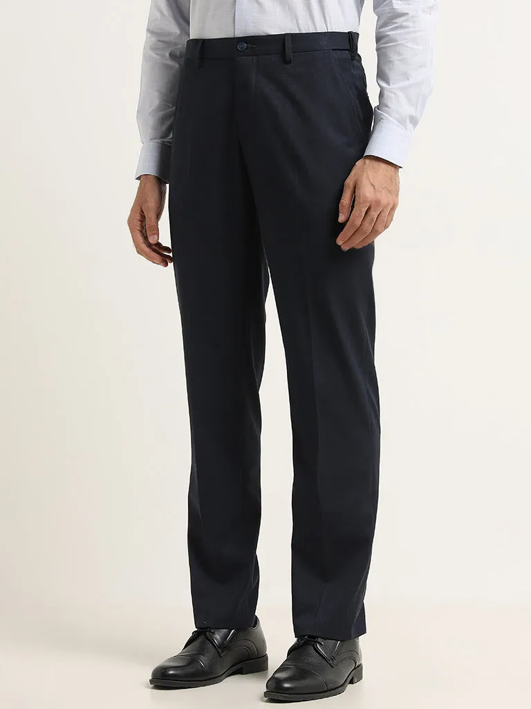 WES Formals Navy Relaxed Fit Trousers