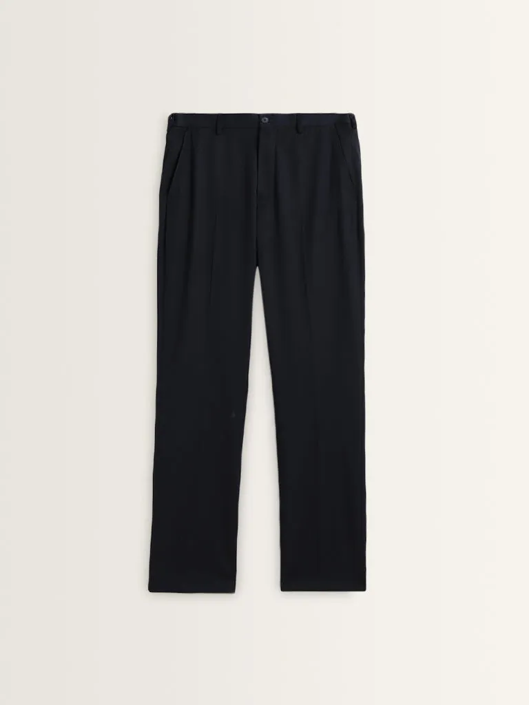 WES Formals Navy Relaxed Fit Trousers