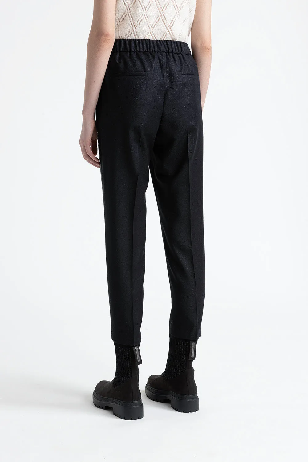 Wool and lurex carrot trousers