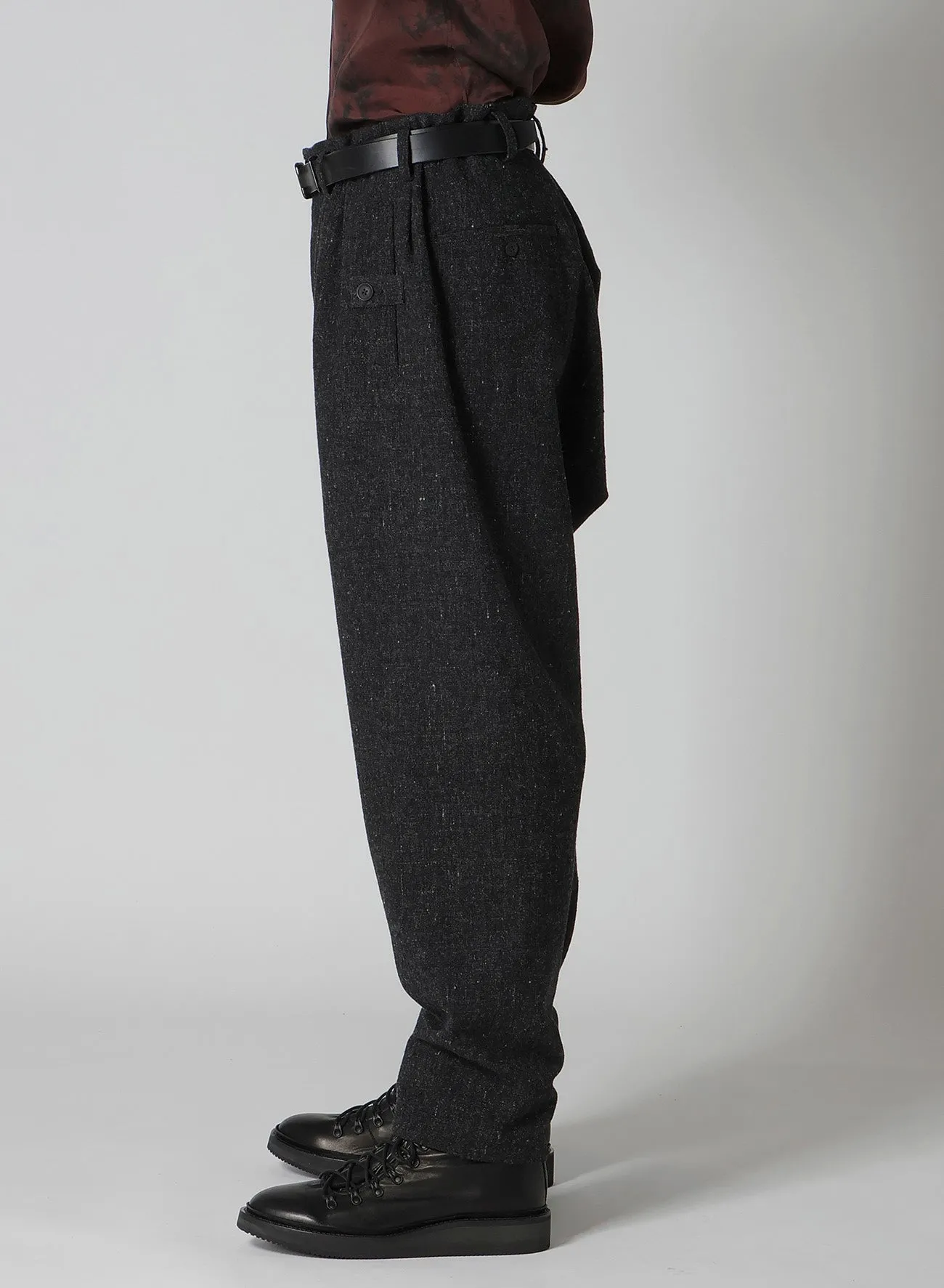 WOOL SPINNING SLIM SAROUEL PANTS